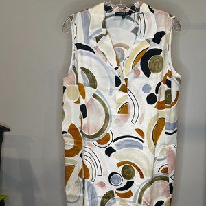 Lafayette 148 Size 12 Sleeveless, Collared Neckline, Knee Length Dress